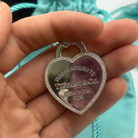 Tiffany & Co. Big Diamond Heart Tag Sterling Silver Chain Link Bracelet *Rare* - Picture 4 of 8